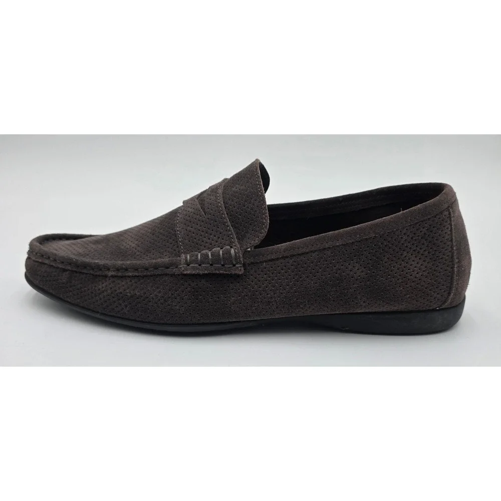 Bruno Magli Men's 6001 Brown Perforated Suede Penny Loafers Italy Size 10 M